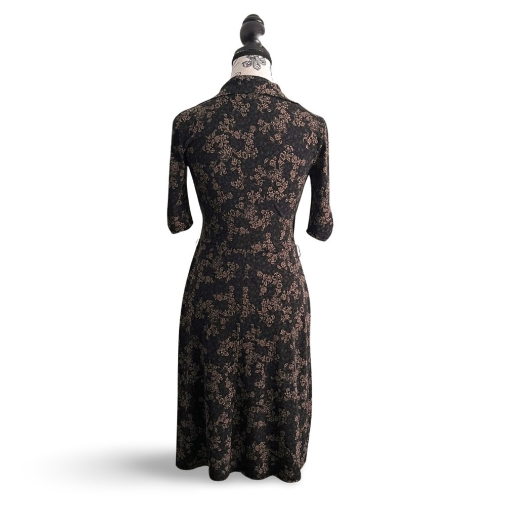 🇨🇦 Historia Black Witchy Dark Floral Midi Dress Size Small - Picture 4 of 7